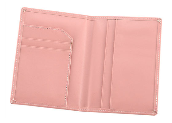 Portefeuille de passeport personnalisé par couverture en cuir de support de passeport d'unité centrale de rose