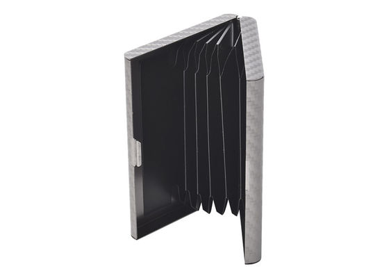 Cadeau en cuir de souvenir de rectangle de support de portefeuille de carte de crédit en métal de fibre de carbone