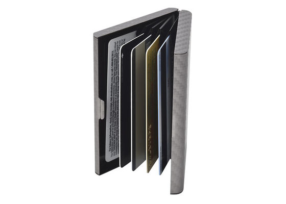 Organisateur Wallet RFID de carte de crédit de fibre de carbone bloquant l'aluminium en cuir