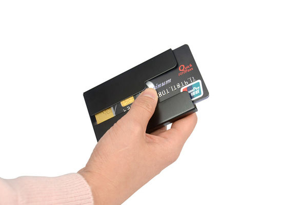 Logo adapté aux besoins du client par rectangle en aluminium ouvert de support de portefeuille de carte de crédit