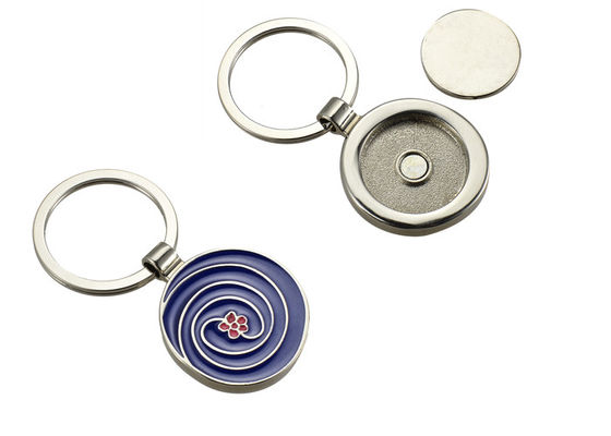 Couleur remplissant porte-clés à chaînes principal de support de chariot en métal symbolique multifonctionnel de pièce de monnaie