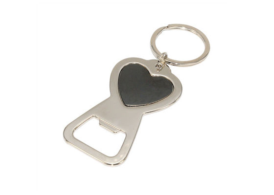 Le coeur forment la chaîne principale principale d'ouvreur de bouteille de porte-clés de support en métal argenté
