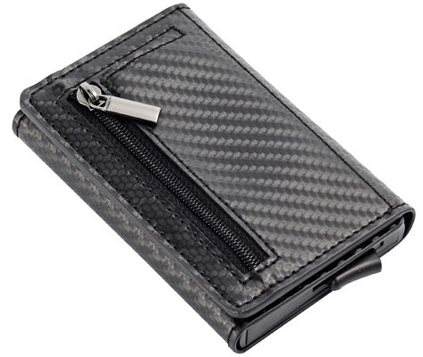 Bon prix Classique RFID Blocage Carte de crédit portefeuille organise et protège les cartes PU / magnétique d'aluminium Fermeture tient 8-10 en ligne