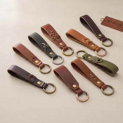 Bon prix Organisation et décoration des clés Chaînes à clefs en cuir Fermeture à anneaux séparés Type indienne en ligne