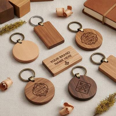Bon prix Varié en fonction de la personnalisation porte-clés en bois gravé en bois naturel parfait pour les cadeaux d'entreprise et les marques personnalisées en ligne