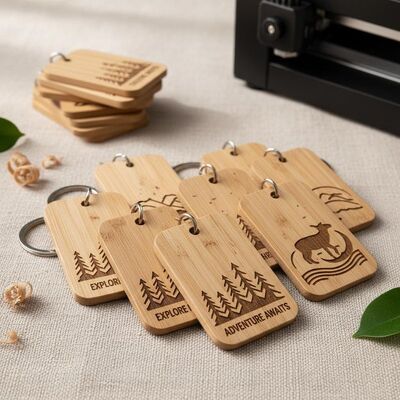 Bon prix Résistant à l'eau Finition Carte-clés en bois Gravure Durable Eco-friendly Chaîne-clés en bois personnalisée Identification des étiquettes Commandes en vrac en ligne