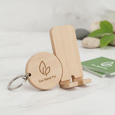Bon prix Chaîne de clés en bois écologique Graverie fournissant une finition lisse Chaîne de clés en bois durable pour téléphone Idéal pour la marque d'entreprise en ligne