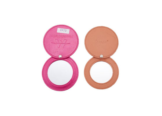 Bon prix l'unité centrale cosmétique rotative de miroir de poche du côté 35g simple garnissent en cuir pour la promotion en ligne