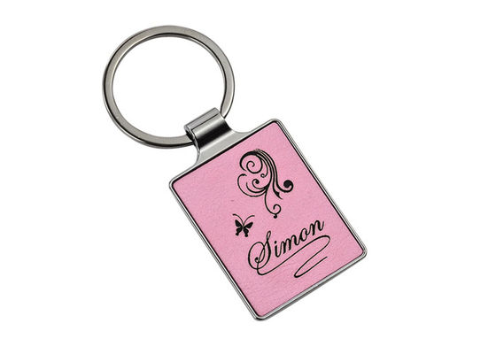 Bon prix Clé 4mm rose Ring Advertising de Logo Leather Key Chains 55mm de gravure de laser en ligne