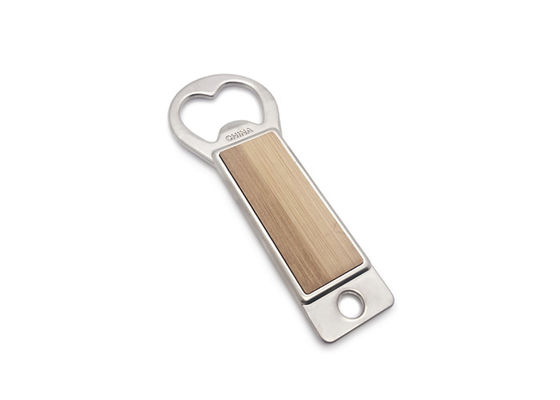 Bon prix Logo couvrant d'un dôme époxyde en bois à chaînes principal personnalisé d'ouvreur de bouteille en métal de rectangle en ligne