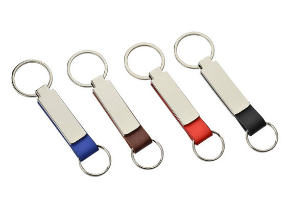 Bon prix Les chaînes principales en cuir d'unité centrale en métal doublent le porte-clés en cuir personnalisé plat en ligne